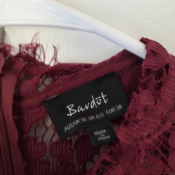 Bardot Midi Dress 6 Sienna Lace Midi Dress Size 6 Wine Burgundy - Picture 4 of 5